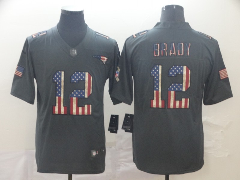 Men's New England Patriots Tom Brady #12 Black Jersey